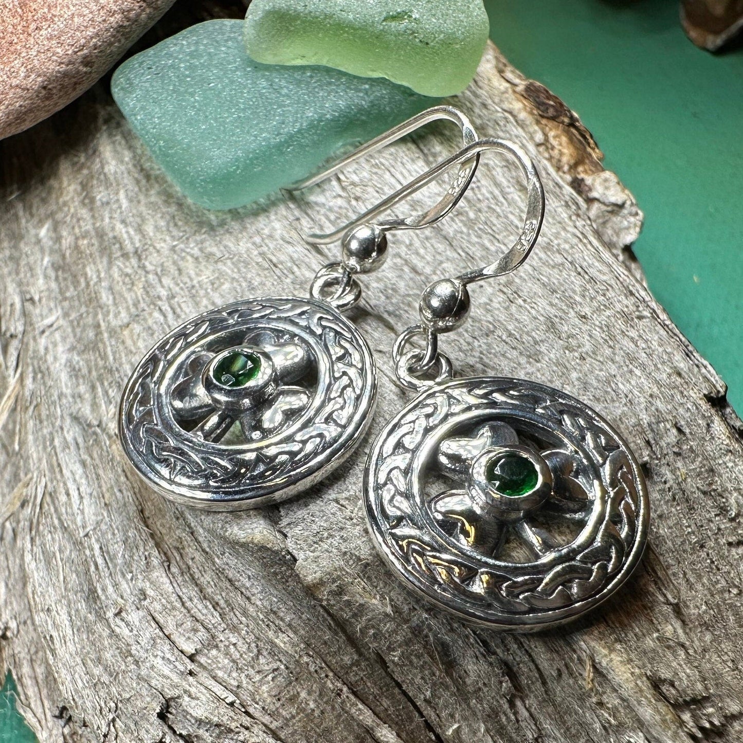 Emerald Shamrock Earrings
