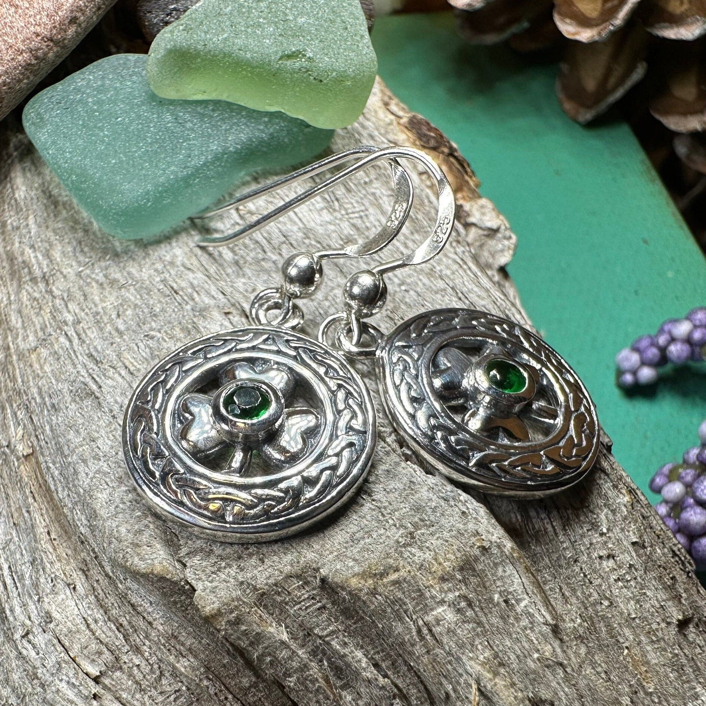 Emerald Shamrock Earrings