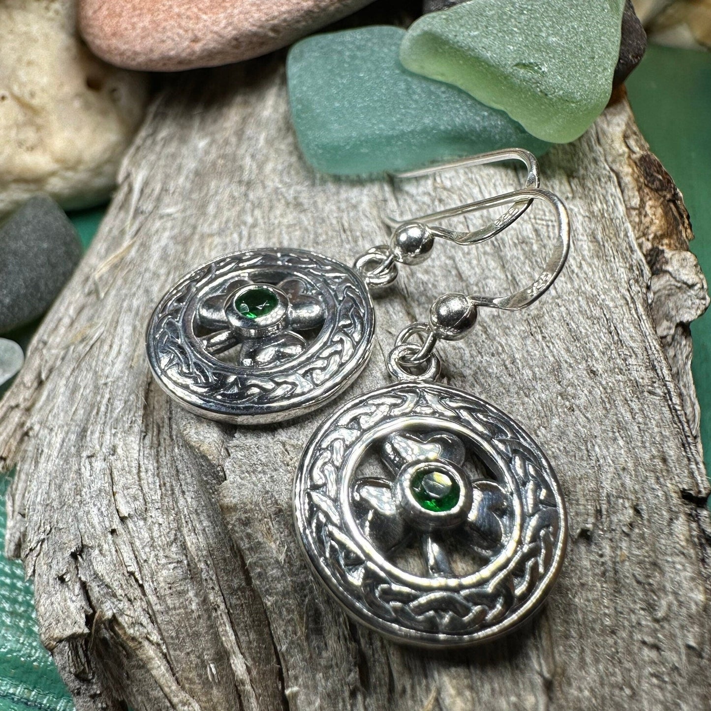 Emerald Shamrock Earrings