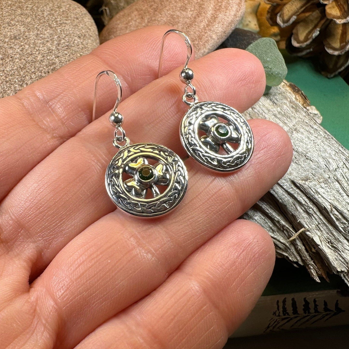 Emerald Shamrock Earrings