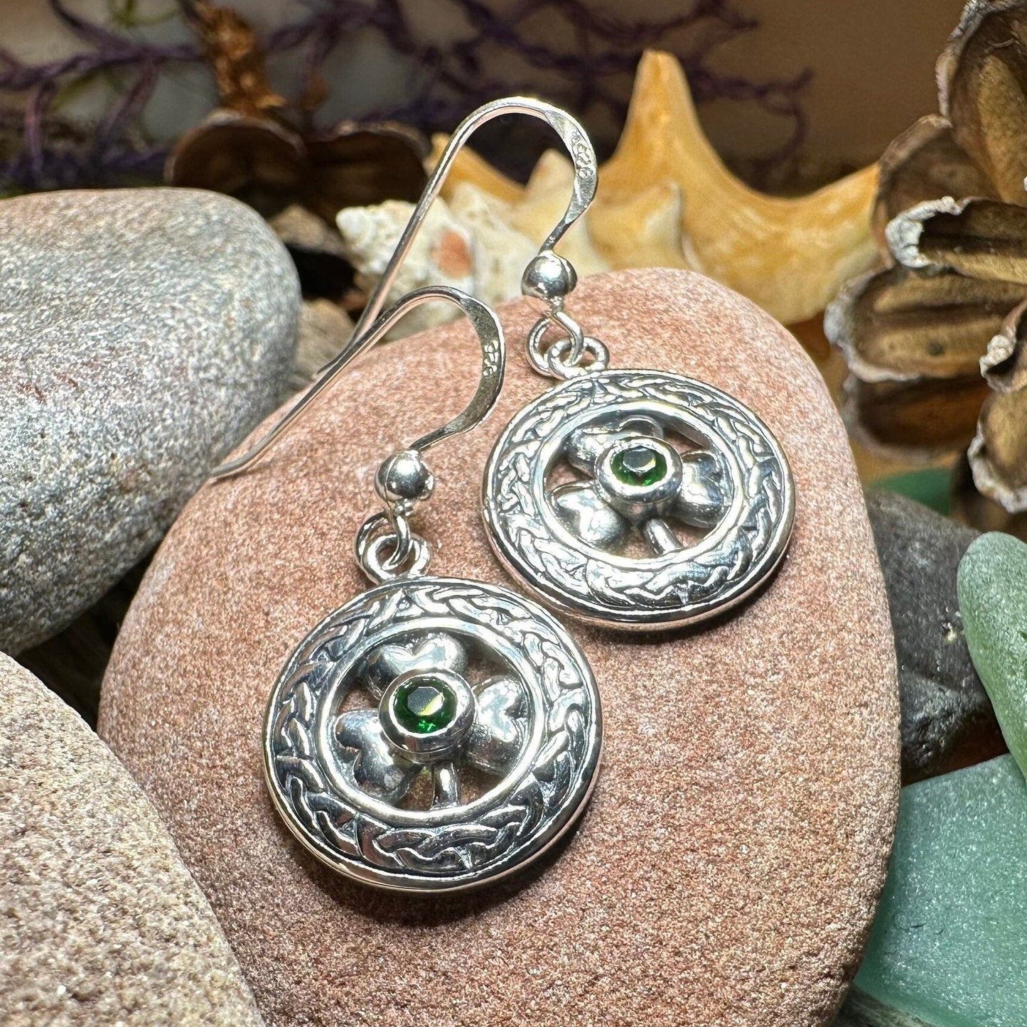 Emerald Shamrock Earrings