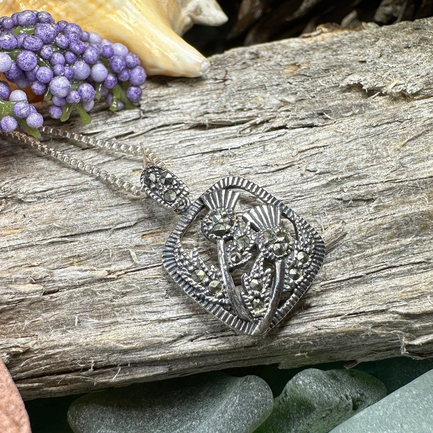 Leonora Thistle Marcasite Necklace