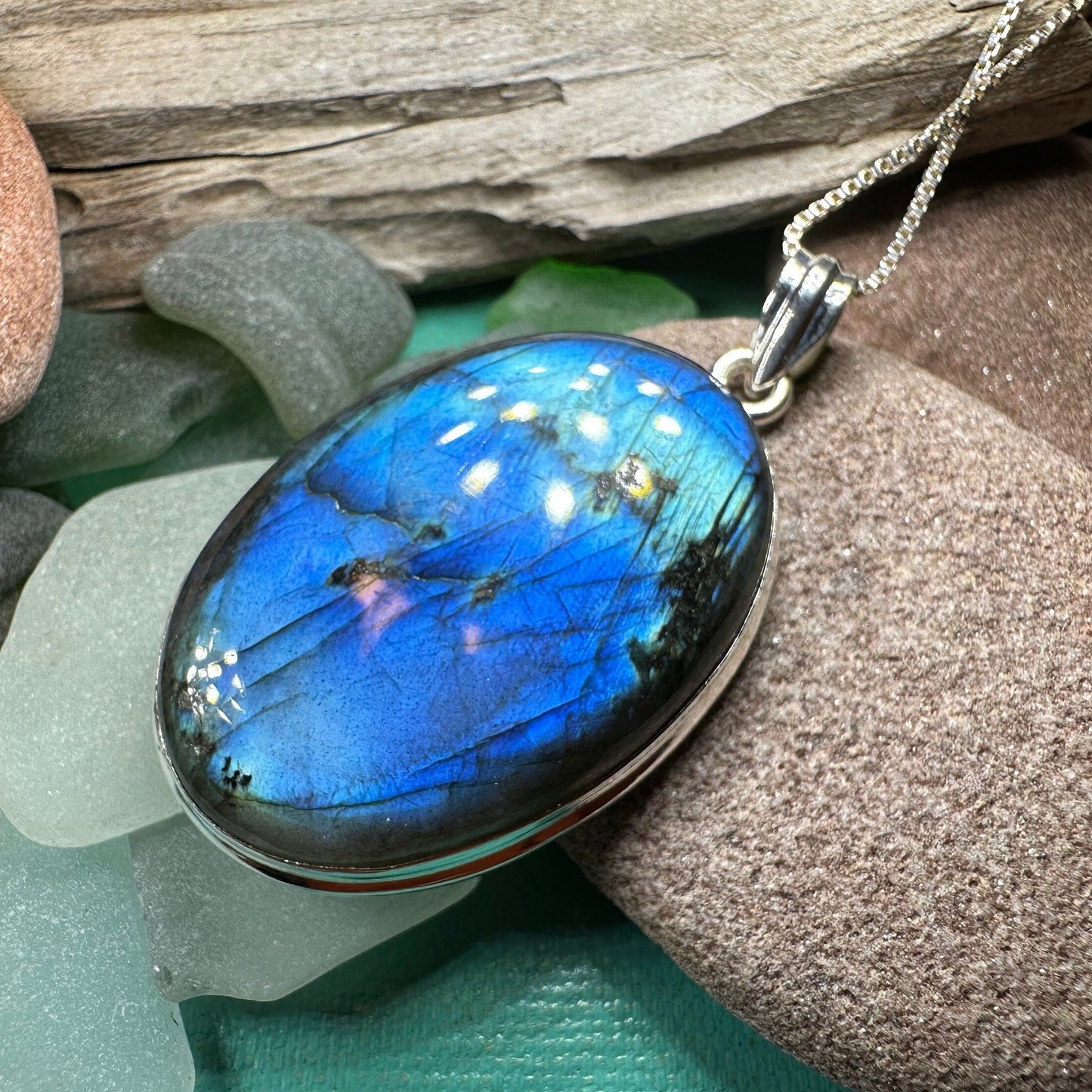 Blue Celtic Night Labradorite Necklace
