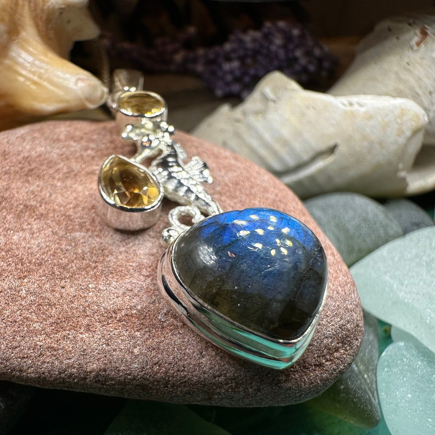 Seamist Seahorse Labradorite Necklace