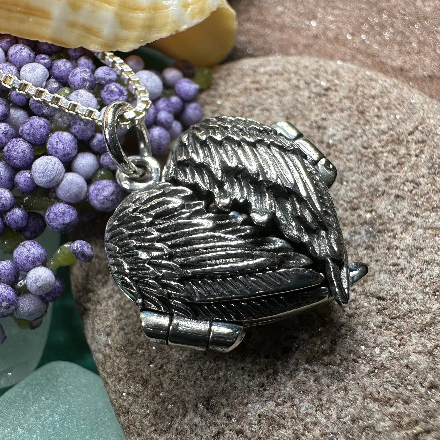 Angel Wings Silver Locket Necklace