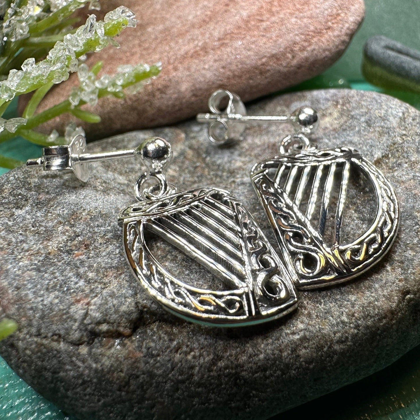 Liffey Harp Post Earrings