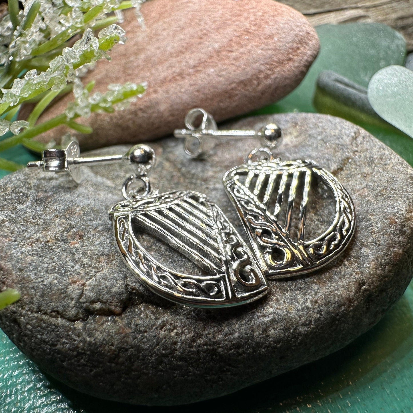 Liffey Harp Post Earrings