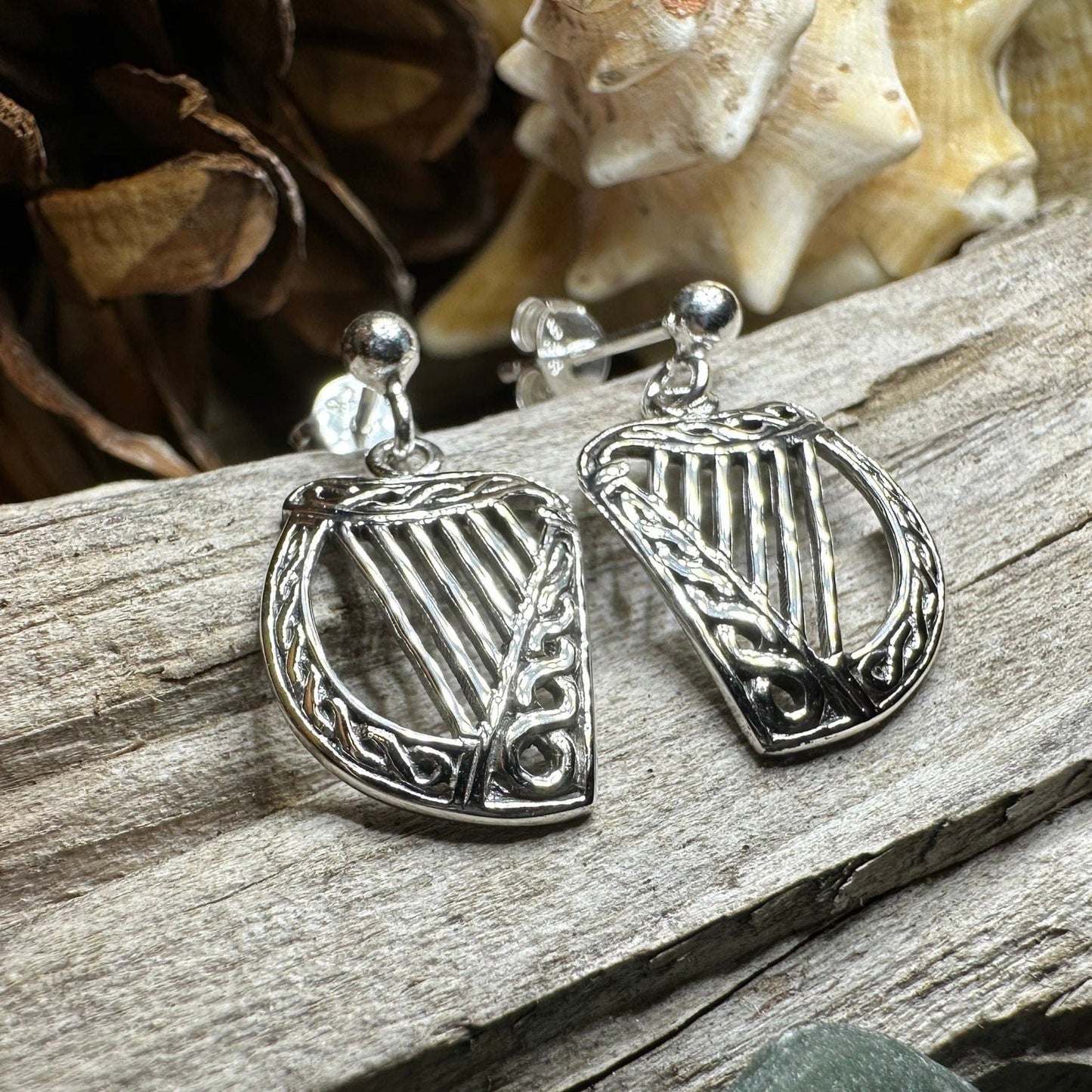 Liffey Harp Post Earrings