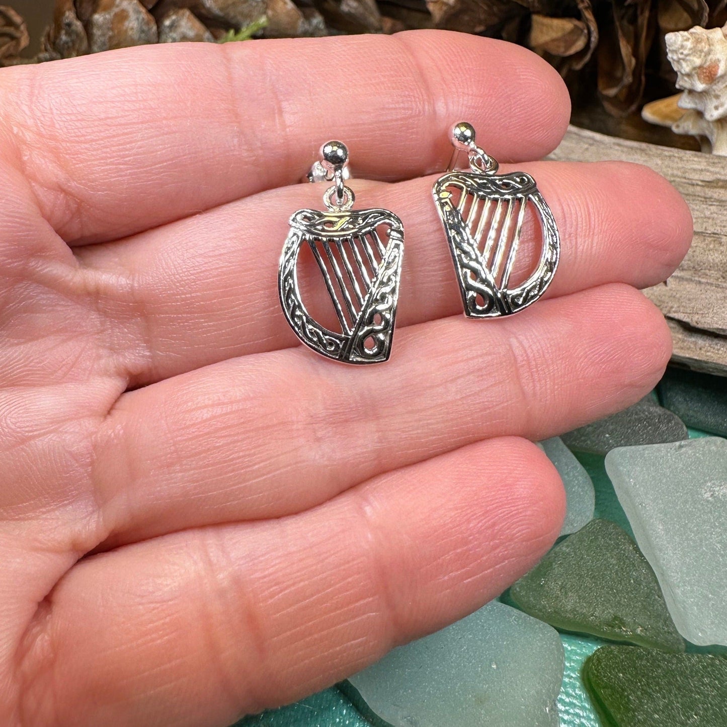 Liffey Harp Post Earrings