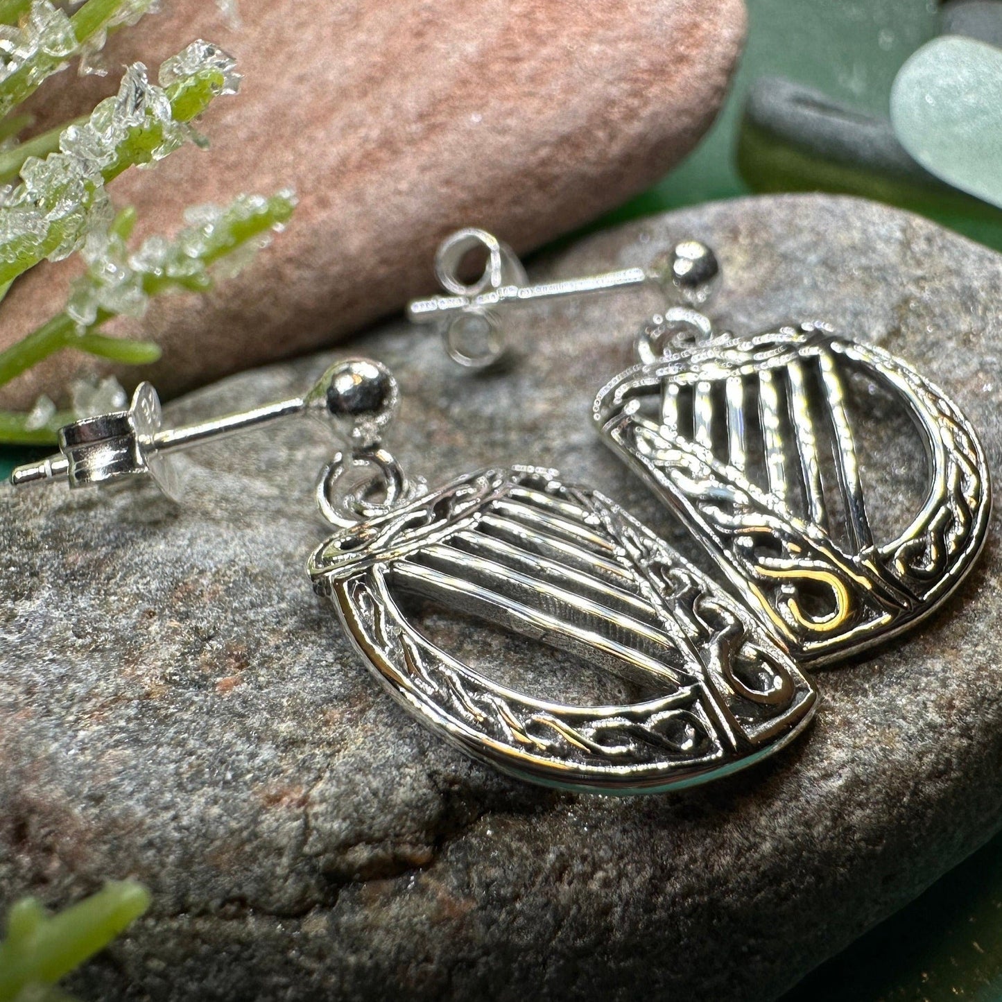 Liffey Harp Post Earrings