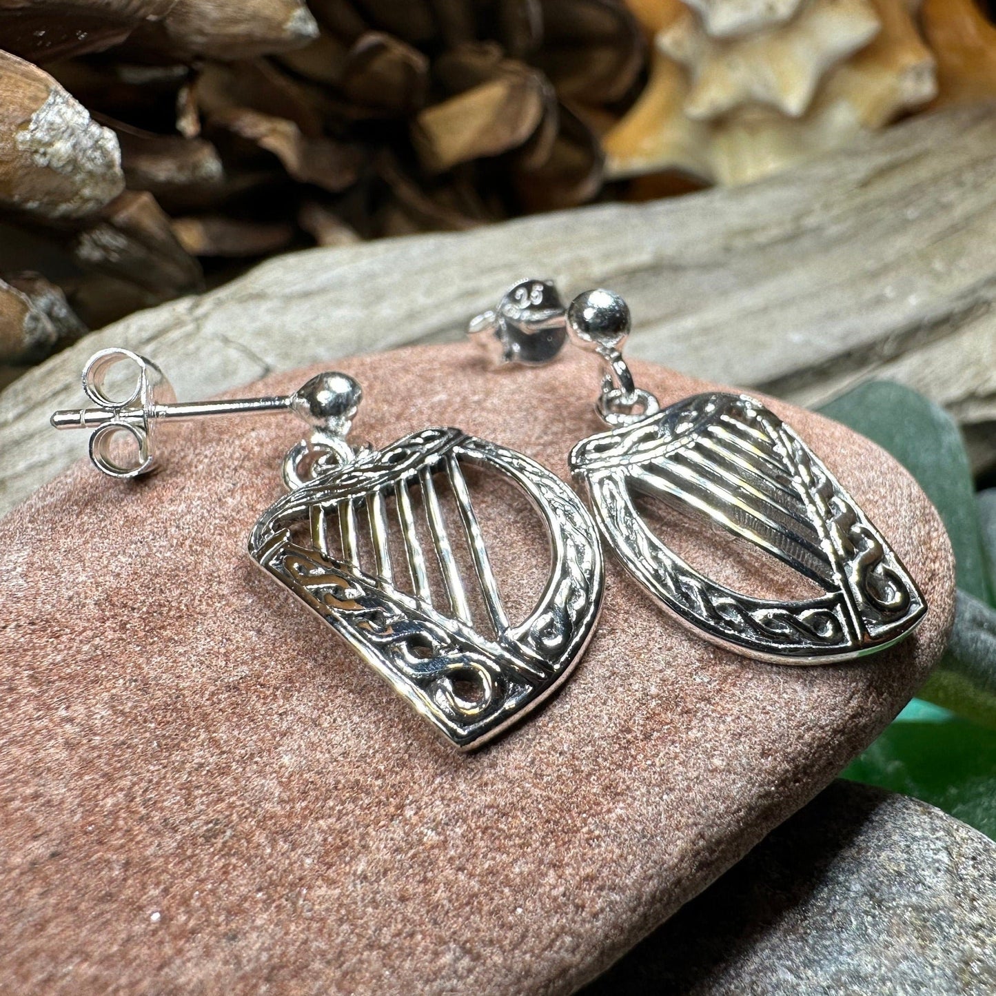 Liffey Harp Post Earrings
