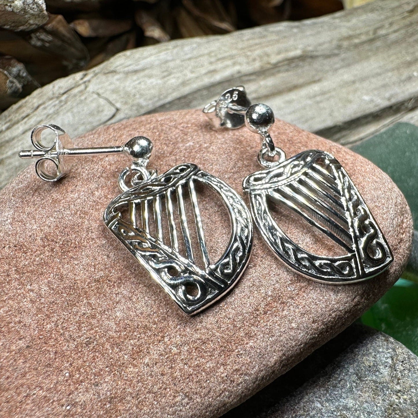 Liffey Harp Post Earrings