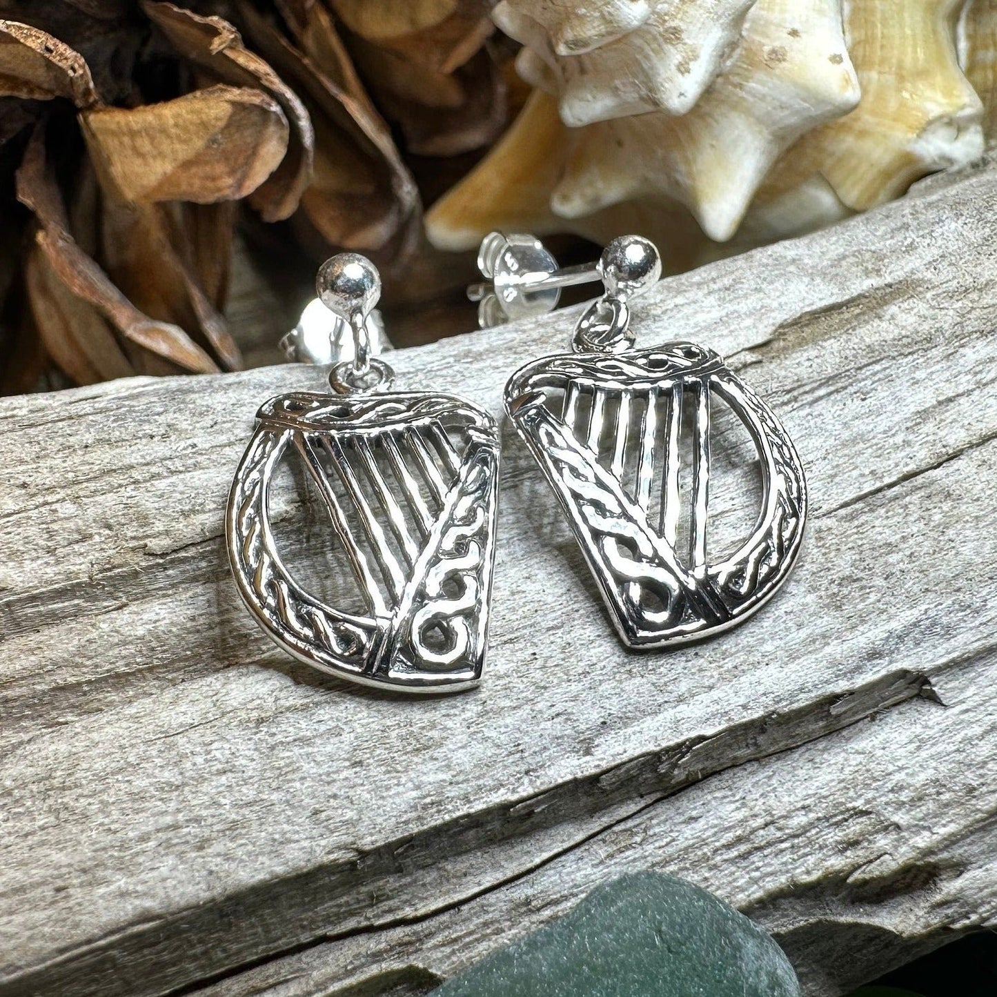 Liffey Harp Post Earrings