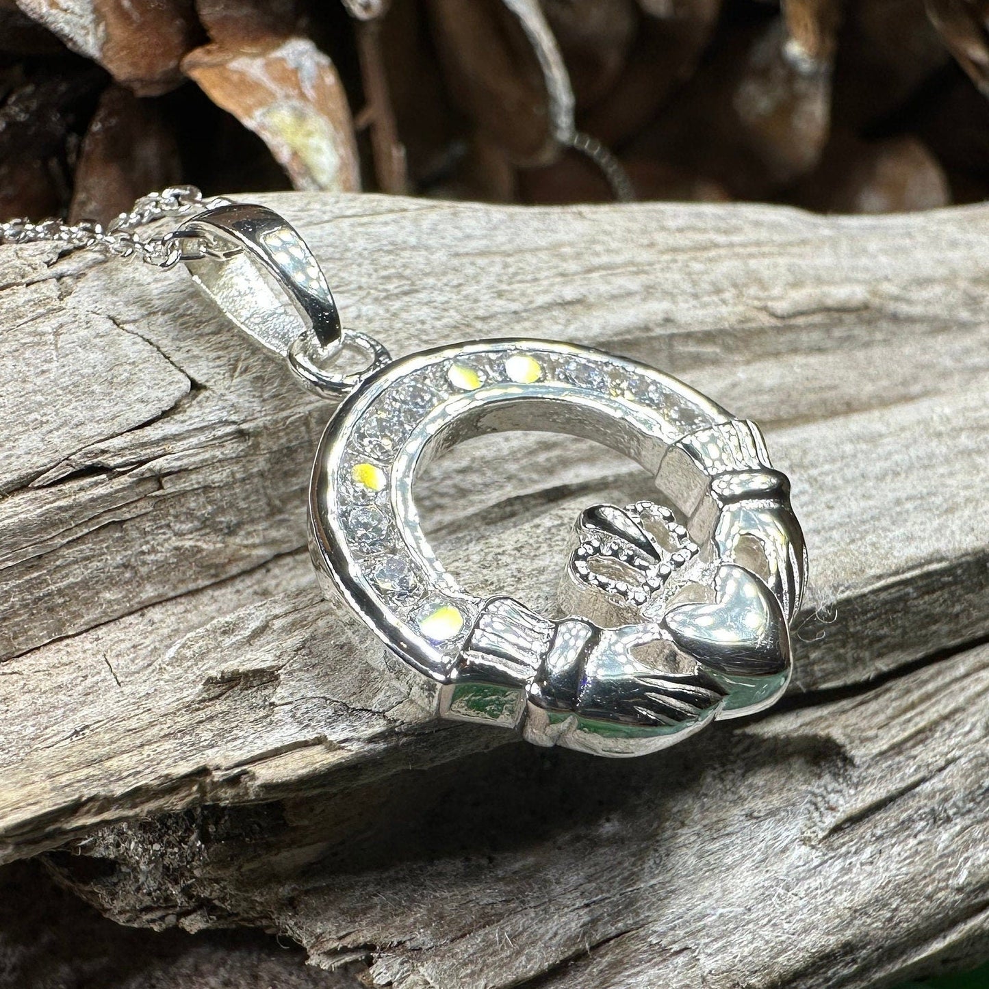 Sparkling Irish Claddagh Necklace