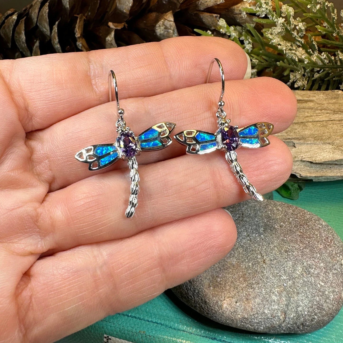 Amethyst Blue Dragonfly Earrings