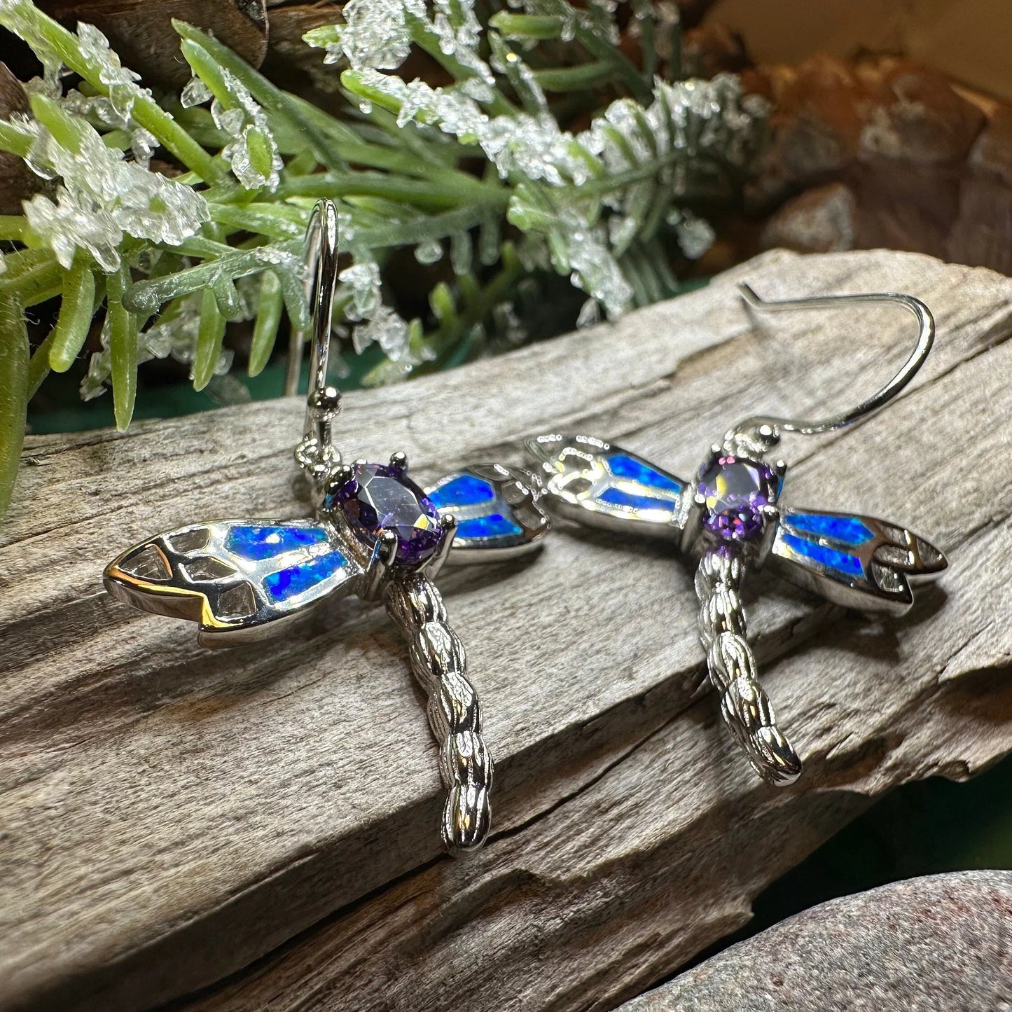 Amethyst Blue Dragonfly Earrings