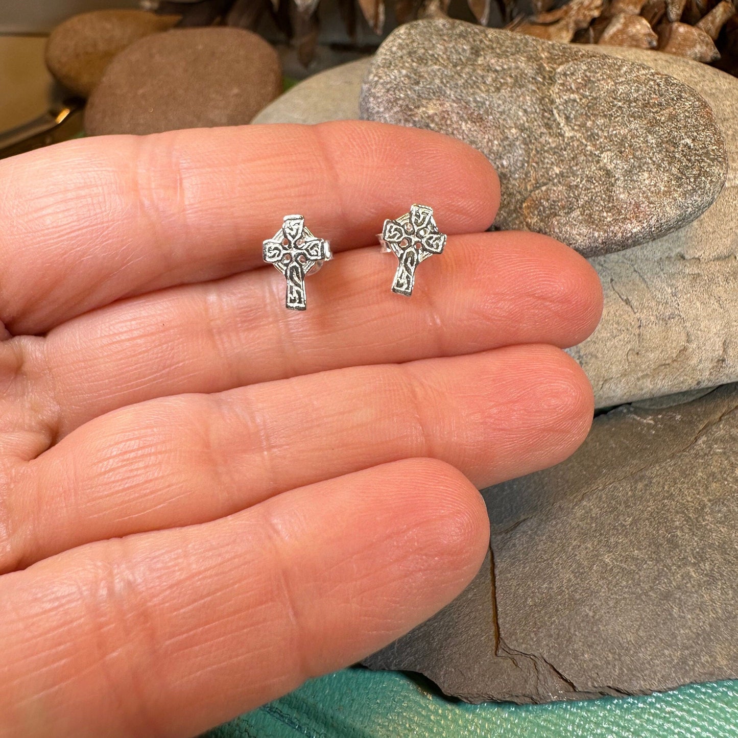 Celtic Cross Stud Earrings
