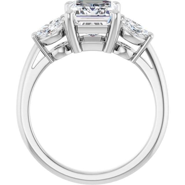 Platinum 9 x 7 mm Emerald 1/2 CTW Natural Diamond Semi-Set Engagement Ring