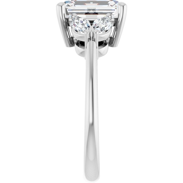 Platinum 9 x 7 mm Emerald 1/2 CTW Natural Diamond Semi-Set Engagement Ring