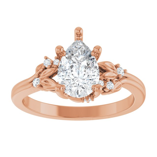 14K Rose 9x6 mm Pear .06 CTW Lab-Grown Diamond Semi-Set Engagement Ring