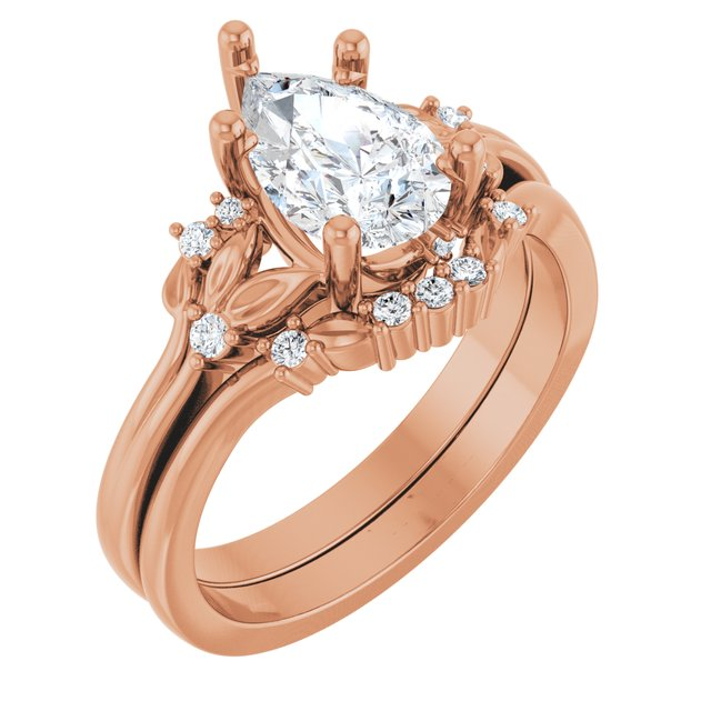 14K Rose 9x6 mm Pear .06 CTW Lab-Grown Diamond Semi-Set Engagement Ring