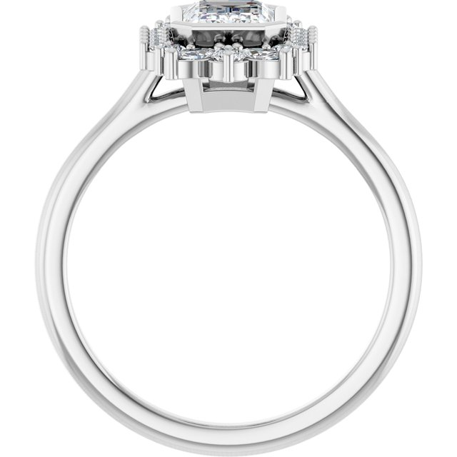 14K White 7x5 mm Emerald 1/3 CTW Natural Diamond Semi-Set Halo-Style Engagement Ring
