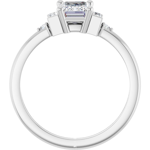 14K White 7x5 mm Emerald 1/10 CTW Natural Diamond Semi-Set Engagement Ring