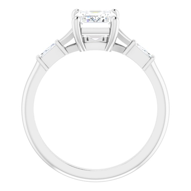 14K White 8x6 mm Emerald .08 CTW Natural Diamond Semi-Set Engagement Ring