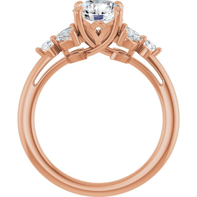 14K Rose 7 mm Round 1/4 CTW Natural Diamond Semi-Set Engagement Ring