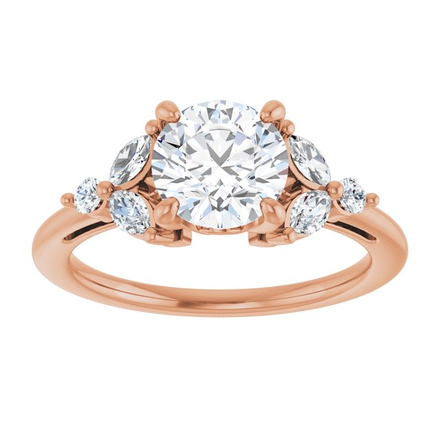 14K Rose 7 mm Round 1/4 CTW Natural Diamond Semi-Set Engagement Ring