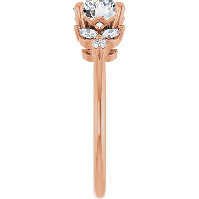 14K Rose 7 mm Round 1/4 CTW Natural Diamond Semi-Set Engagement Ring