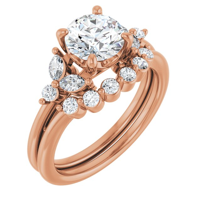 14K Rose 7 mm Round 1/4 CTW Natural Diamond Semi-Set Engagement Ring