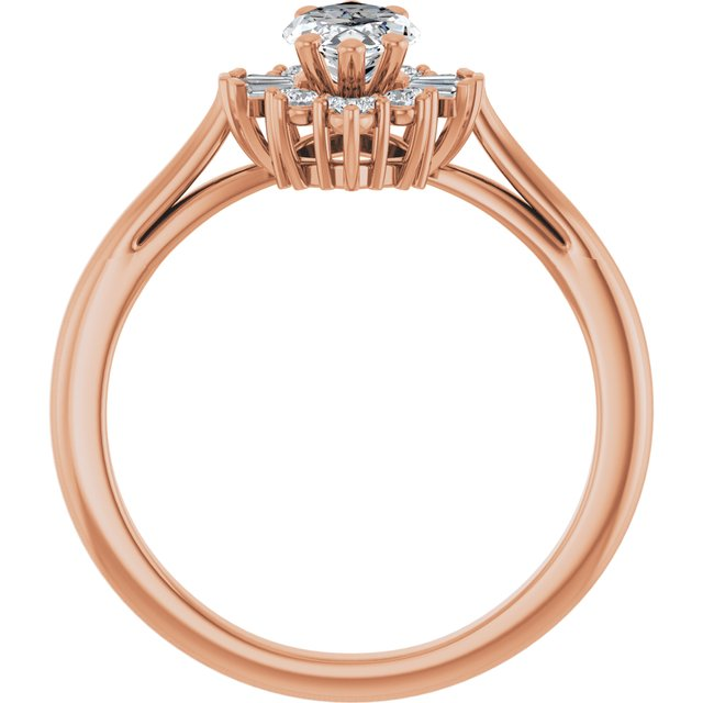14K Rose 10x5 mm Marquise 1/6 CTW Natural Diamond Semi-Set Engagement Ring
