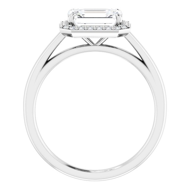 14K White 8x6 mm Emerald .08 CTW Natural Diamond Semi-Set Engagement Ring