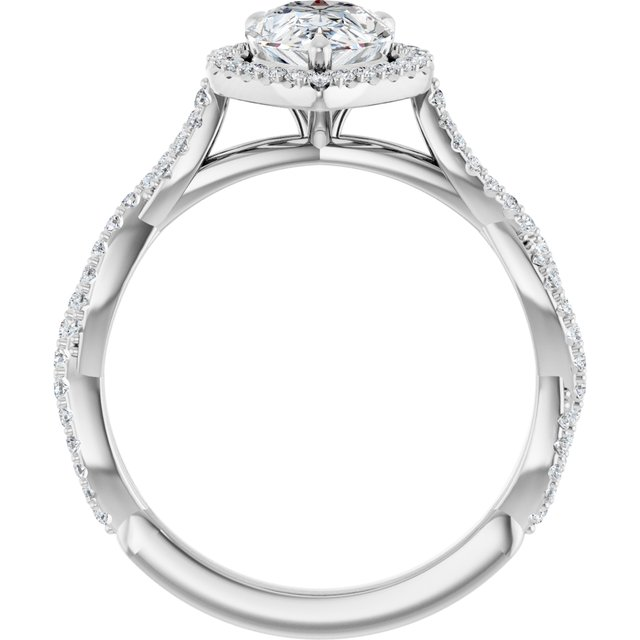 14K White 8x6 mm Pear 1/4 CTW Natural Diamond Semi-Set Engagement Ring