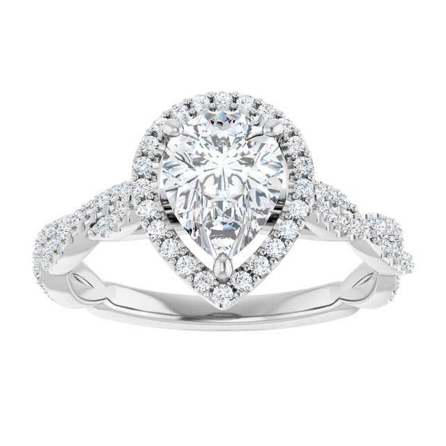 14K White 8x6 mm Pear 1/4 CTW Natural Diamond Semi-Set Engagement Ring