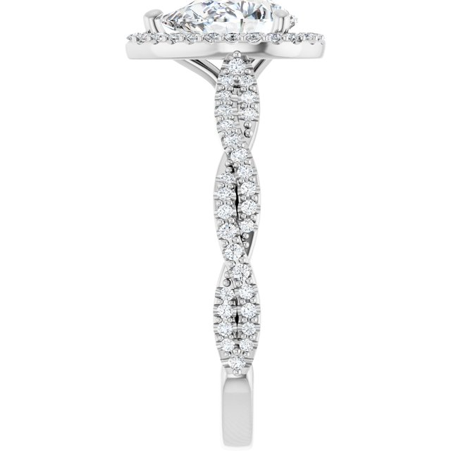 14K White 8x6 mm Pear 1/4 CTW Natural Diamond Semi-Set Engagement Ring