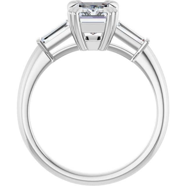 14K White 8x6 mm Emerald 1/3 CTW Natural Diamond Semi-Set Engagement Ring