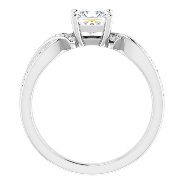 14K White 5x5 mm Square 1/6 CTW Natural Diamond Semi-Set Engagement Ring