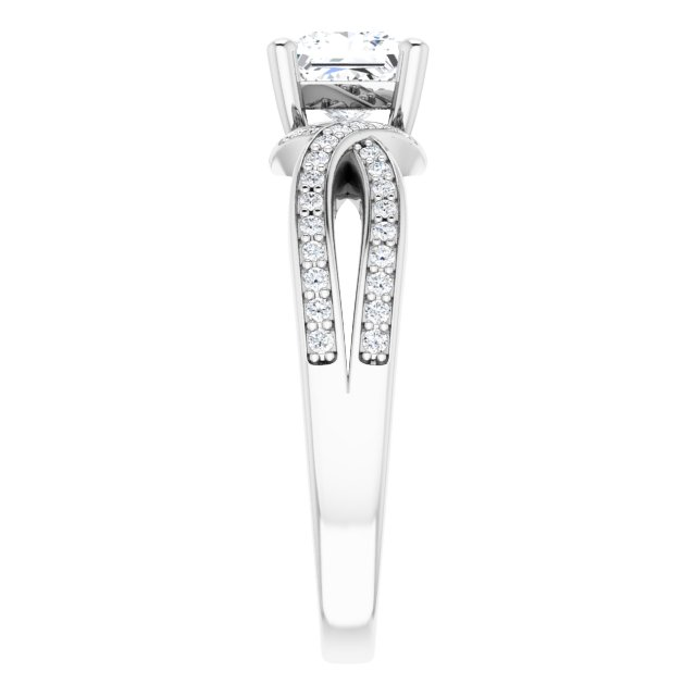 14K White 5x5 mm Square 1/6 CTW Natural Diamond Semi-Set Engagement Ring