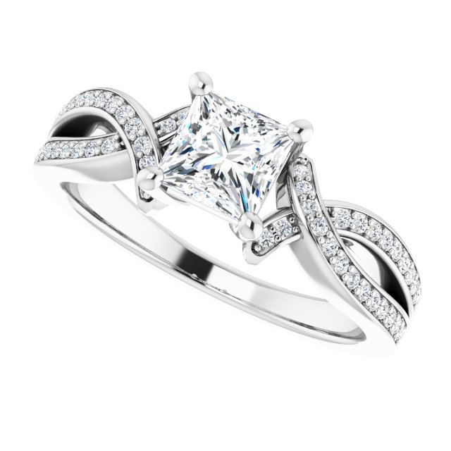 14K White 5x5 mm Square 1/6 CTW Natural Diamond Semi-Set Engagement Ring