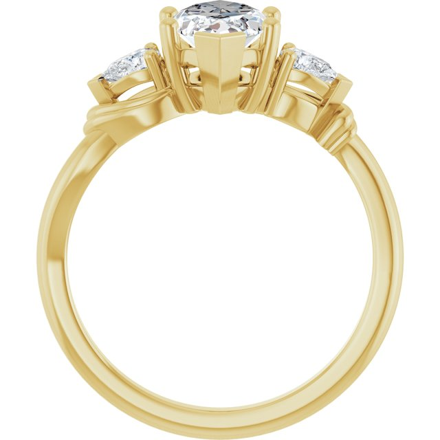 14K Yellow 12 x 6 mm Marquise 1/4 CTW Lab-Grown Diamond Semi-Set Three-Stone Engagement Ring