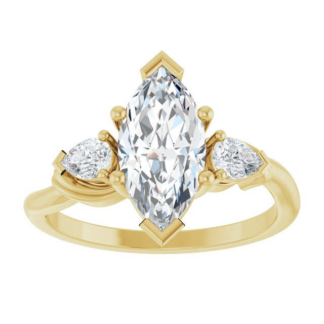 14K Yellow 12 x 6 mm Marquise 1/4 CTW Lab-Grown Diamond Semi-Set Three-Stone Engagement Ring