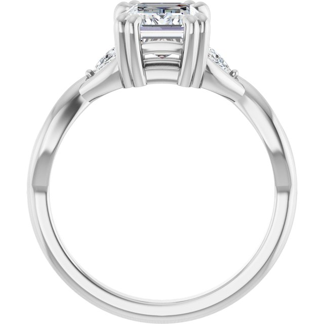 Platinum 8 x 6 mm Emerald 1/5 CTW Lab-Grown Diamond Semi-Set Three Stone Engagement Ring
