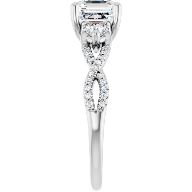 Platinum 6x6 mm Asscher 3/8 CTW Natural Diamond Semi-Set Engagement Ring