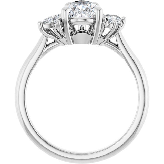 14K White 9x6 mm Pear 1/4 CTW Natural Diamond Semi-Set Engagement Ring