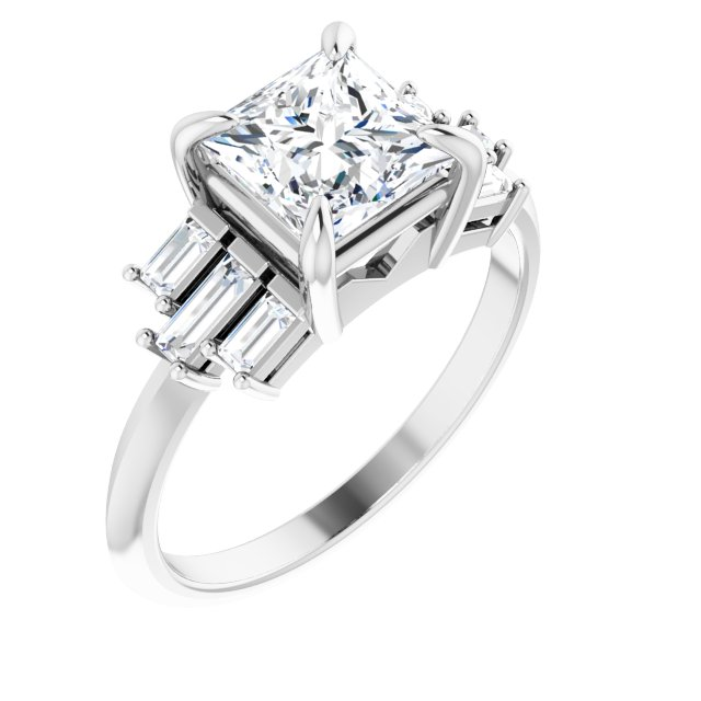 14K White 6.5 mm Square 1/4 CTW Natural Diamond Semi-Set Engagement Ring