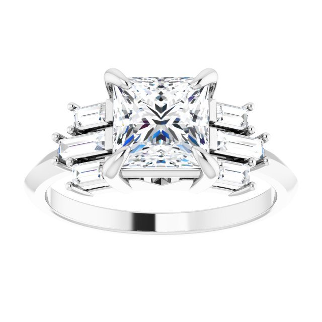 14K White 6.5 mm Square 1/4 CTW Natural Diamond Semi-Set Engagement Ring