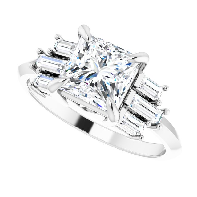 14K White 6.5 mm Square 1/4 CTW Natural Diamond Semi-Set Engagement Ring