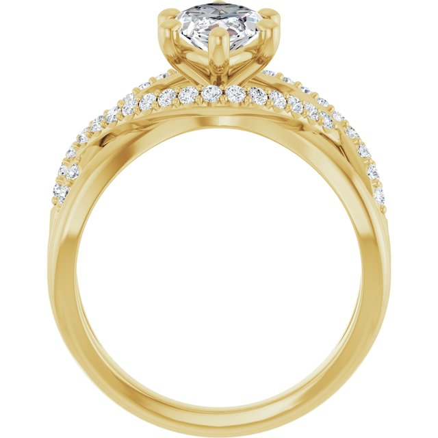 14K Yellow 12 x 6 mm Marquise 1/3 CTW Natural Diamond Semi-Set Engagement Ring